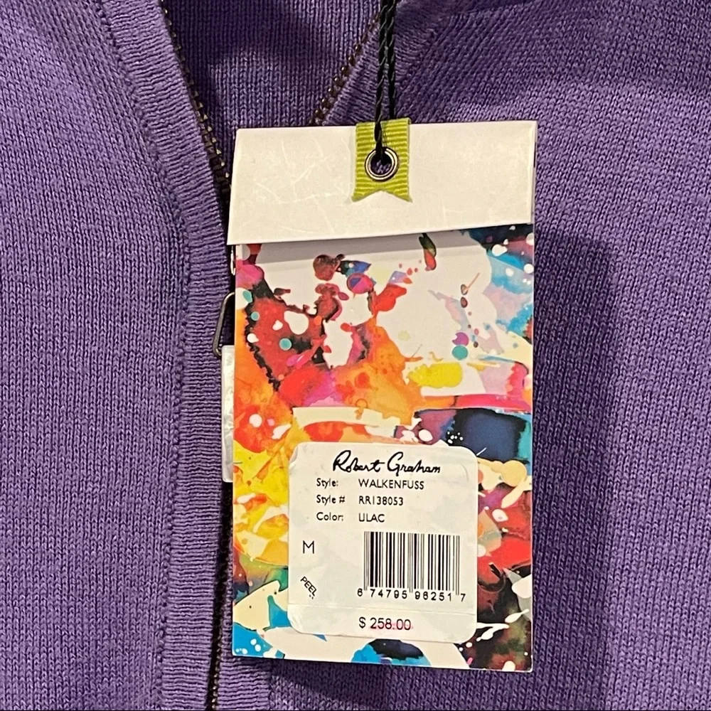 ROBERT GRAHAM ‘WALKENFUSS’ 1/4 ZIP CLASSIC LONG SLEEVE KNIT-CASHMERE/SILK/COTTON - Picture 5 of 11